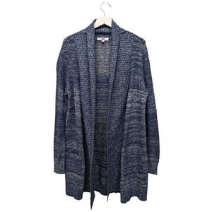 Jack by BB Dakota Women's Mid Length Blue Acrylic Knit Cardigan, Pockets, Size M